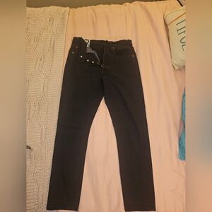 Levi's 501 Blank Tab Premuim Black High-Rise Skinny Jeans 26x28